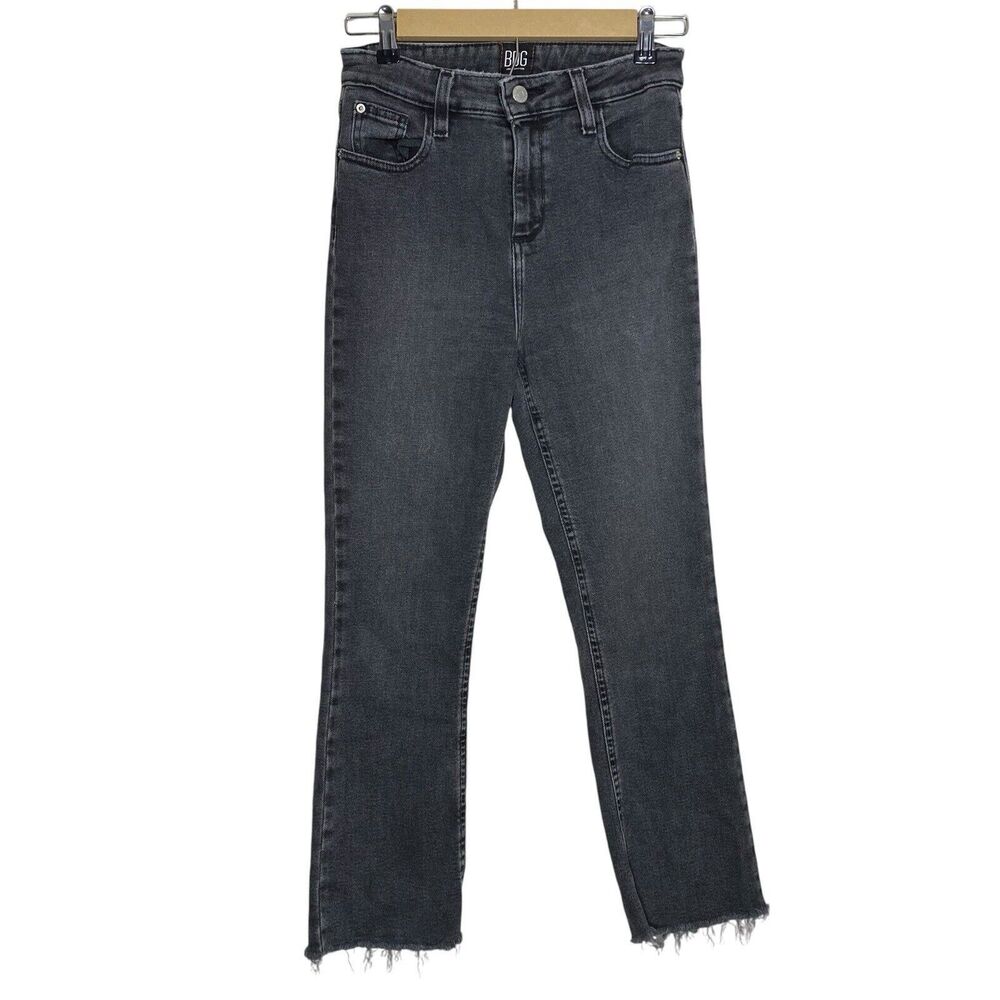 BDG Jeans Womens 26 Black Kick Flare High Rise Crop Raw Hem Urban Outfitters UO